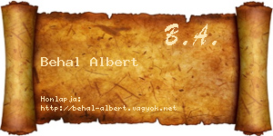 Behal Albert névjegykártya